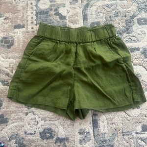 J. Crew Olive High-Waist Linen Shorts